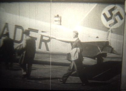 Passengers boarding the ‘Hans Wende’ Junker Ju 52 in a still image from an old documentary film. 