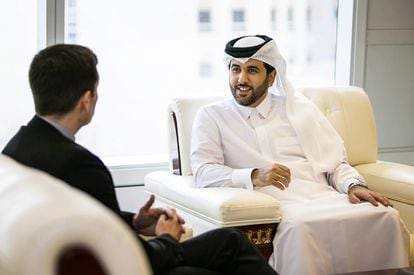 A moment of the interview, conducted on Thursday in Doha.