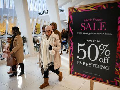People shop at the Shops at the Oculus and Westfield Shops during Black Friday shopping in New York City, U.S., November 24, 2023.