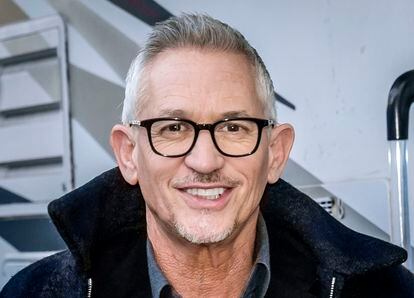 Gary Lineker arrives at the Etihad Stadium in Manchester, England, to present live coverage of the FA Cup quarter-final between Manchester City and Burnley on the BBC, Saturday, March 18, 2023.