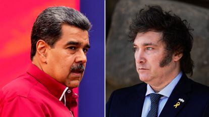 Venezuelan President Nicolás Maduro (left) and Argentine President Javier Milei.