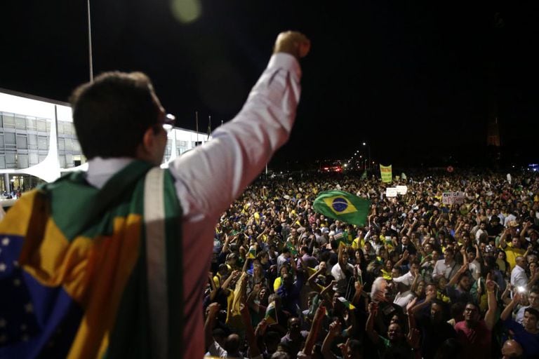 Marchers demonstratiing in Brasilia.