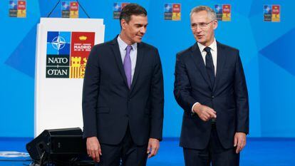 Spain's PM Pedro Sánchez and NATO Secretary General Jens Stoltenberg in Madrid on Tuesday