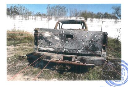 An image of the Chevrolet Silverado pickup truck, part of the ballistics report available to the Prosecutor’s Office of Tamaulipas.