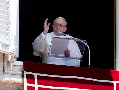 Pope Francis during the Angelus at the Vatican on Sunday, June 12.