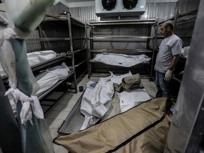 The morgue at the Nasser hospital in Gaza.