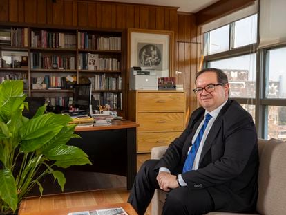 Leonardo Lomelí, elected as the new rector of the UNAM, pictured in his university office on October 23, 2023.