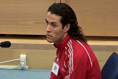 Brahim Moussaten, pictured in court during the trial of the terrorists behind the 2004 Atocha bombings.