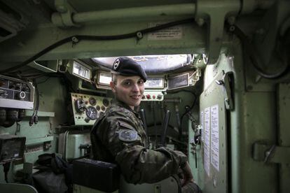 Ortiz, inside an armored vehicle