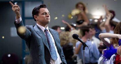 Oscar nominee Leonardo DiCaprio in The Wolf of Wall Street.