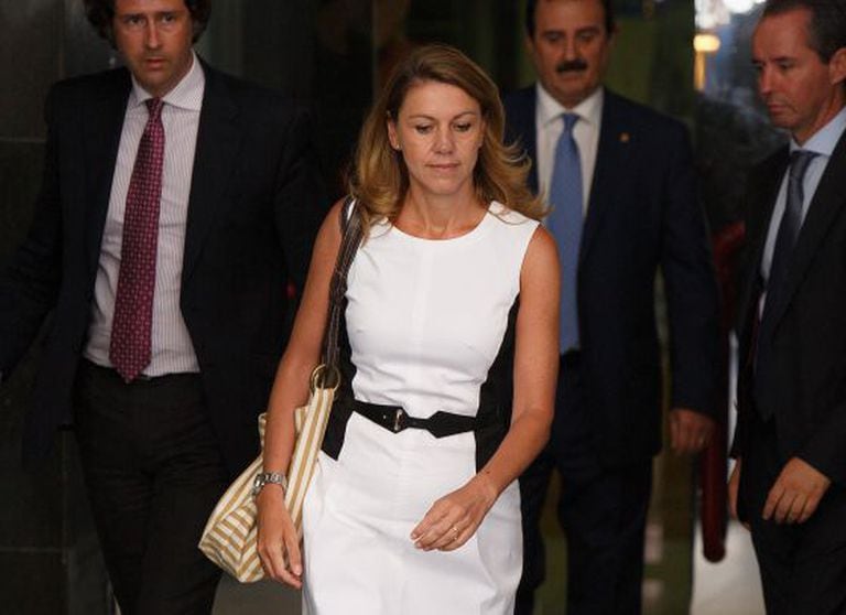 PP (Popular Party) secretary general María Dolores de Cospedal leaves the Spanish High Court on August 14, 2013 in Madrid, Spain.