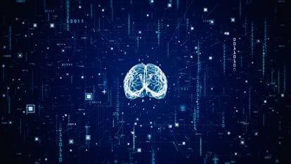 Brain of Artificial Intelligence AI. Future Technology Concept Visualization.