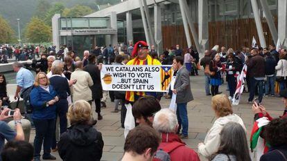A Catalan pro-independence activist in Scotland.