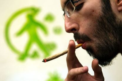 A member of one of Barcelona&#039;s cannabis clubs. 