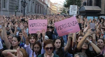 Protest in Madrid against gang rape ruling.