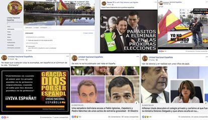 Post on the Facebook pages Unidad Nacional Española and Zarote TV, which were removed by Facebook.