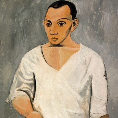 Self-portrait with palette, by Picasso (1906).