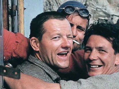 From left to right, Mazeaud, Guillaume, Veille and Kohlmann, on July 8, 1961 in the Fourche hut.