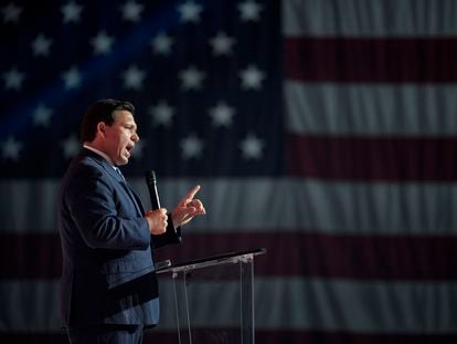 Florida Gov. Ron DeSantis addresses attendees during the Turning Point USA Student Action Summit, July 22, 2022, in Tampa, Florida.