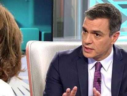 Caretaker PM Pedro Sánchez during an interview on the ‘Ana Rosa Program.’