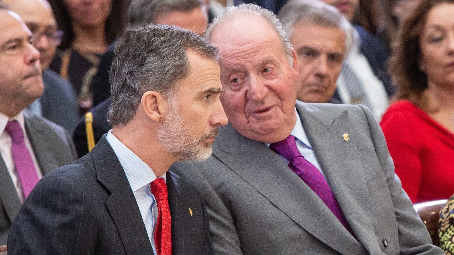A file photo of King Felipe and his father, Juan Carlos.