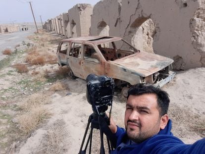 An image of Afghan journalist Noorullah Shirzada in March 2020 in the southern province of Helmand.