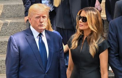 Donald and Melania Trump, at Ivana Trump's funeral in New York on July 20, 2022.