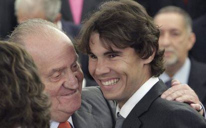 King Juan Carlos with tennis player Rafael Nadal.