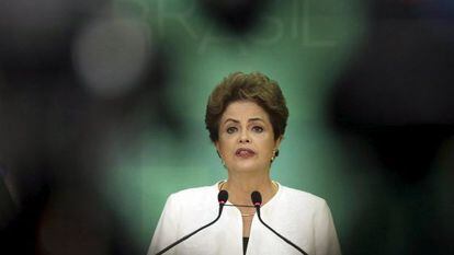 Dilma Rousseff gives a press conference on Wednesday.
