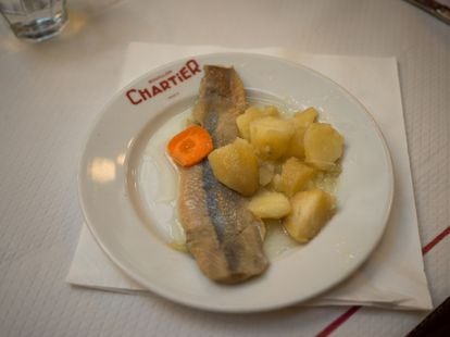  A herring starter with potatoes at Bouillon Chartier