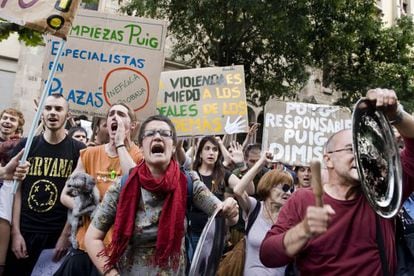 A demonstration by 15-M protestors in Barcelona.
