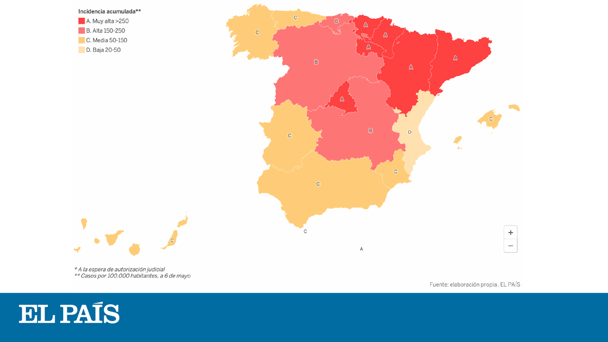 coronavirus restrictions in spain the map of the latest covid 19 restrictions in spain and infection rates in each region society el pais in english