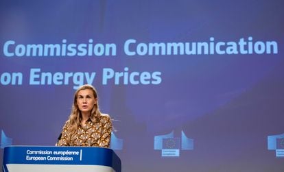 EU Commissioner for Energy Kadri Simson following a meeting of the EU Commission on October 13 to discuss high energy prices.