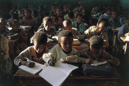 Schoolchildren in a class in Gondar, Ethiopia.