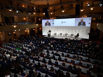 Josep Borrell during his speech at the Munich Security Conference on Sunday.