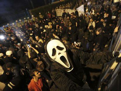 A member of the Black Bloc movement in a protest in São Paulo.