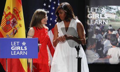 Michelle Obama and Queen Letizia in Madrid.