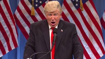 Alec Baldwin impersonating former US president Donald Trump on ‘Saturday Night Live.’