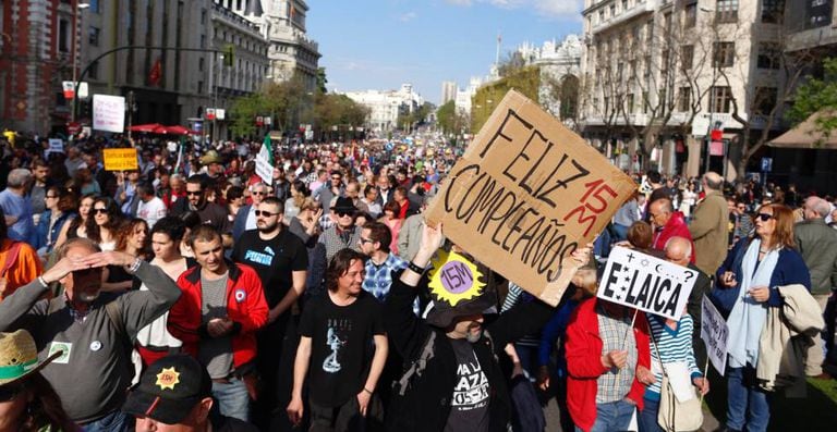 Sunday's commemorations of the 15-M in Madrid.