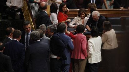 Members of the PSOE at the investiture debate last week.