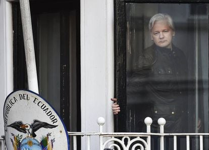 Julian Assange, at the Ecuador embassy in London.