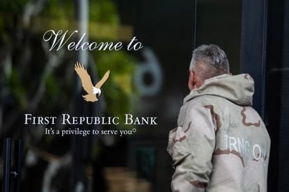 A pedestrian walks by a First Republic Bank ATM in Los Angeles, California, USA, 17 March 2023.