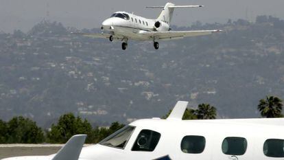 Private planes in Santa Monica (California).