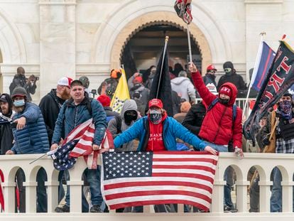 Donald Trump supporters during the attack on the U.S. Capitol in January 2021.