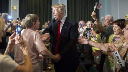 Donald Trump greets supporters in South Carolina on Tuesday.