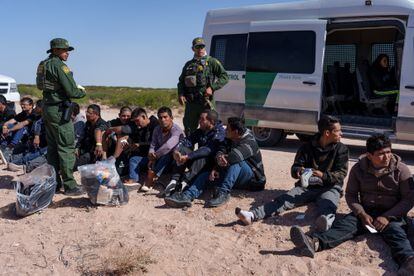 A group of immigrants intercepted in Santa Teresa, New Mexico, this week.