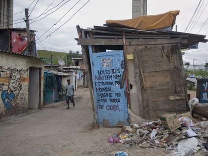 The entrance to a 'favela,' in one of the poorest districts of São Paulo.