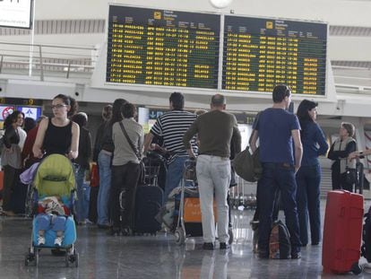 Passengers at Spain’s Bilbao airport.
