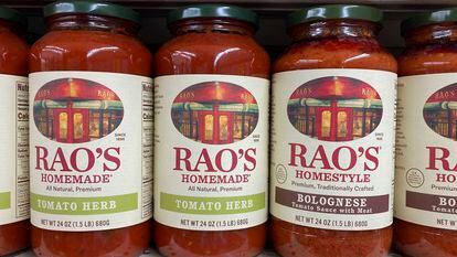 Jars of Rao's sauce are displayed at a food store in New York on Tuesday, Aug. 8, 2023.
