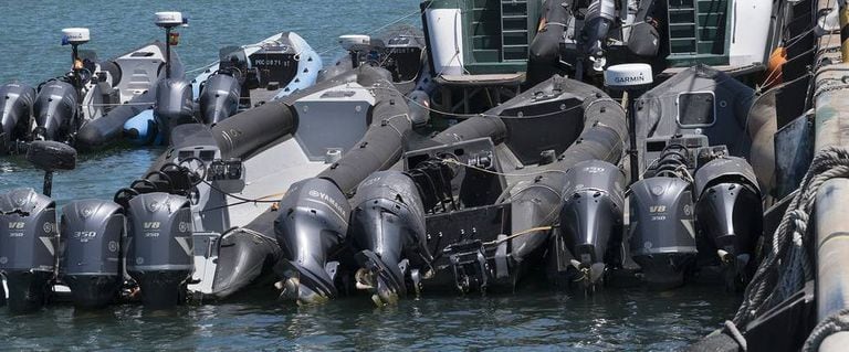 Speedboats moored in Algeciras.